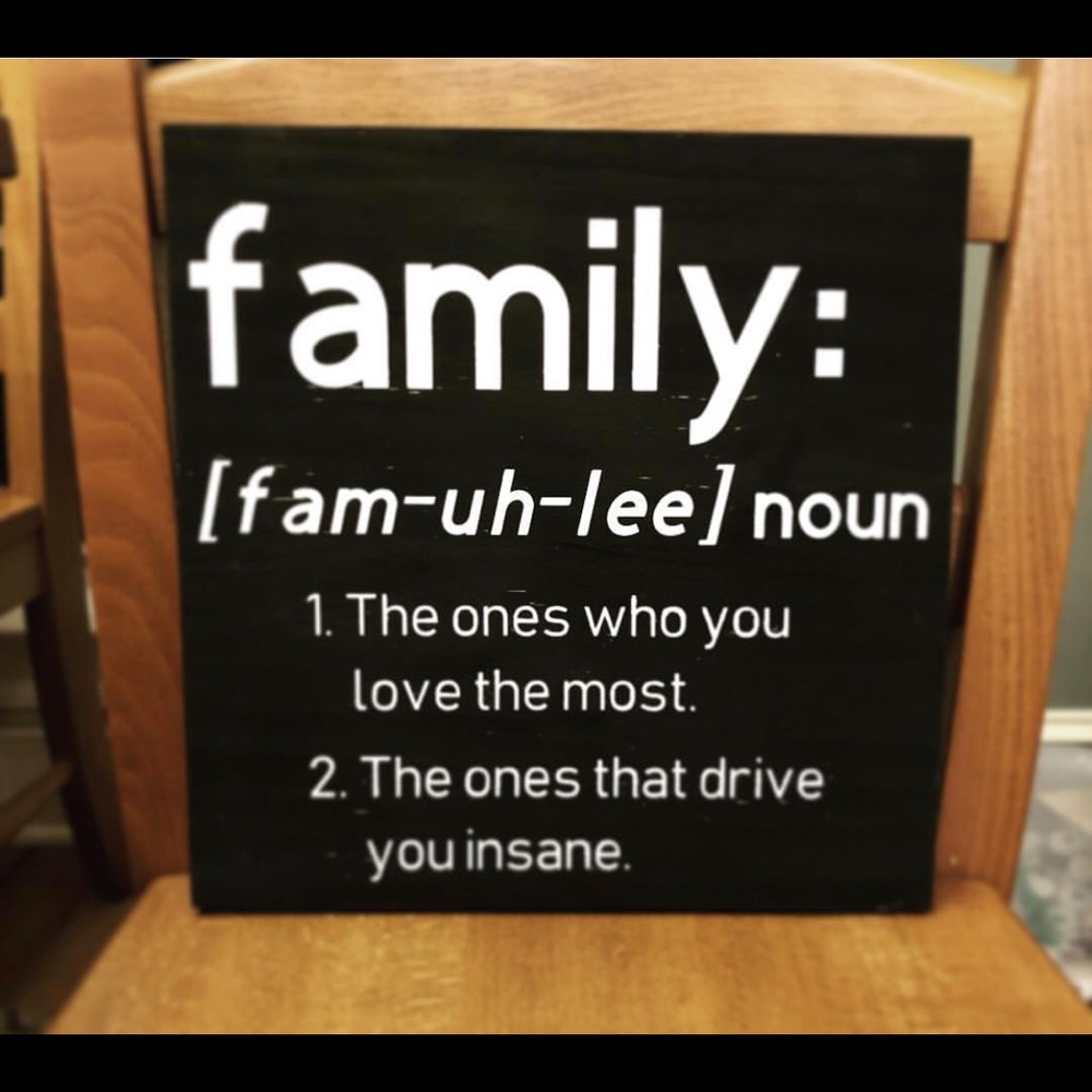 Wooden family sign